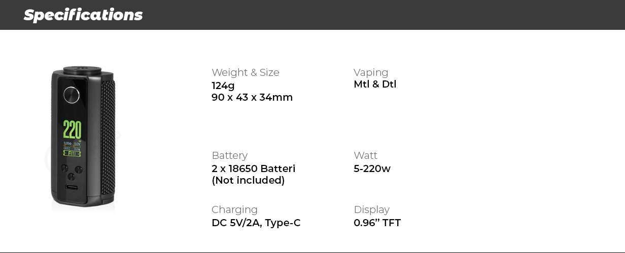 vaporesso target 200 specs